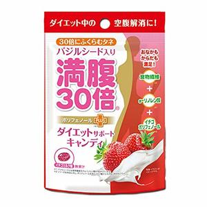 バジルシード入り グラフィコ 満腹30倍 ダイエットサポートキャンディ 42g イチゴミルク味 キャンディ 4580159011592の1枚目の写真